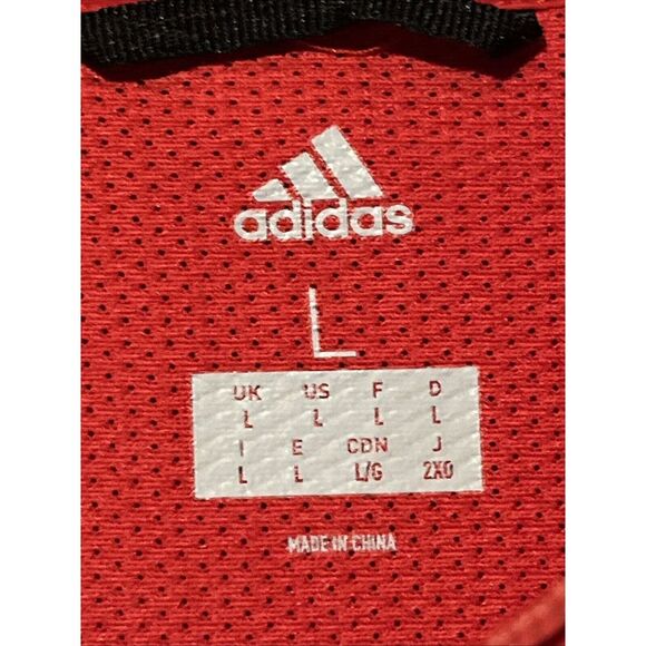 Adidas Men's Large 1/4 Zip Long Sleeve Pull Over In Red‎ Vented Back - Picture 4 of 6